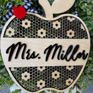 Personalized Rattan Apple Teacher Sign