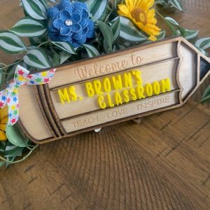 Personalized Teacher Pencil Desk Sign